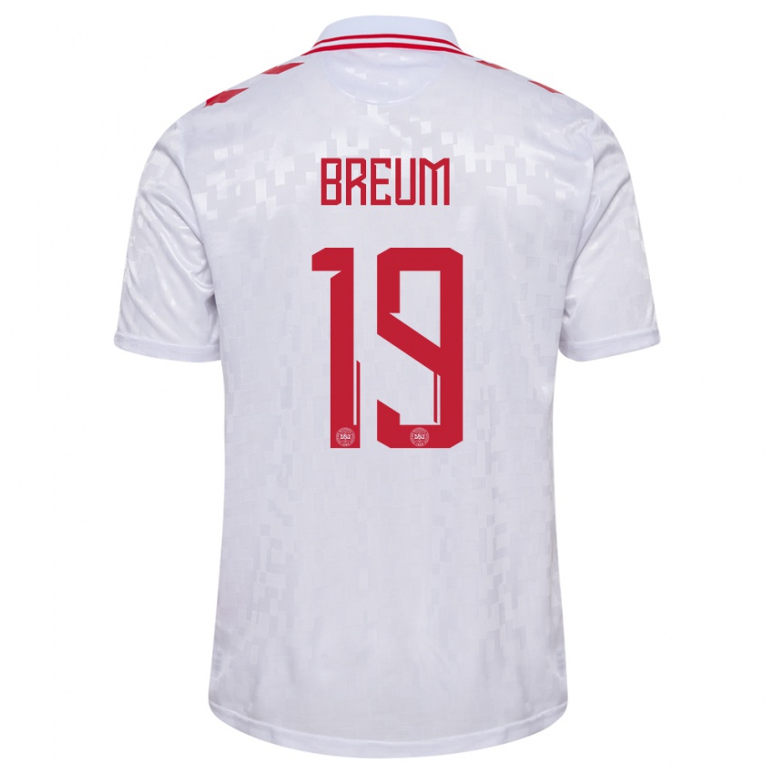 Niño Camiseta Dinamarca Jakob Breum #19 Blanco 2ª Equipación 24-26 La Camisa