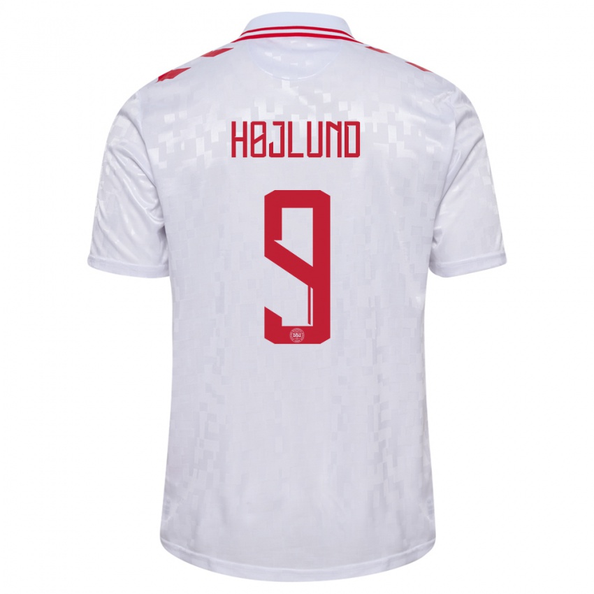 Niño Camiseta Dinamarca Emil Højlund #9 Blanco 2ª Equipación 24-26 La Camisa