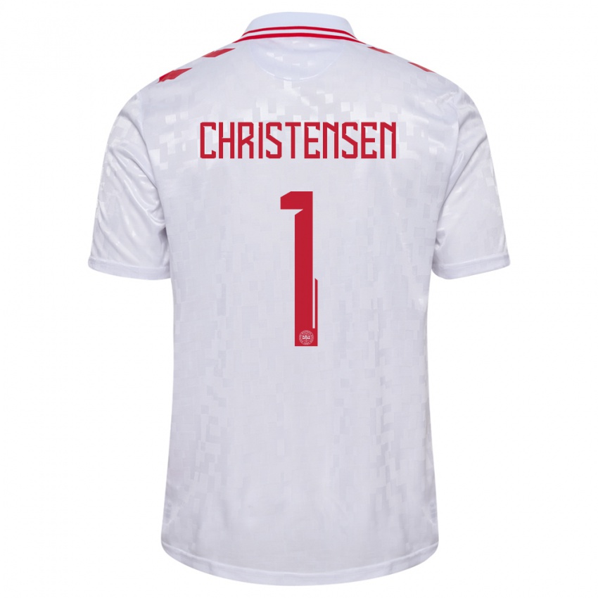 Niño Camiseta Dinamarca Lene Christensen #1 Blanco 2ª Equipación 24-26 La Camisa