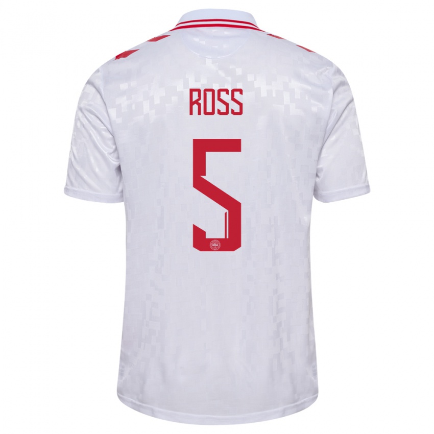 Niño Camiseta Dinamarca Mathias Ross #5 Blanco 2ª Equipación 24-26 La Camisa