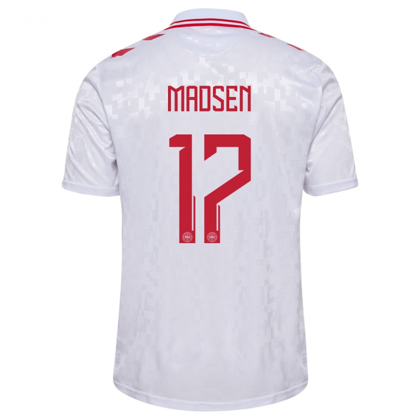 Niño Camiseta Dinamarca Nicolas Madsen #17 Blanco 2ª Equipación 24-26 La Camisa