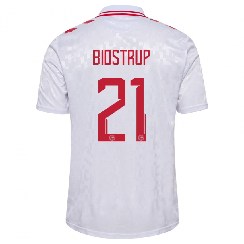 Niño Camiseta Dinamarca Mads Bidstrup #21 Blanco 2ª Equipación 24-26 La Camisa