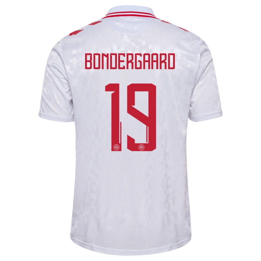 Niño Camiseta Dinamarca Asbjorn Bondergaard #19 Blanco 2ª Equipación 24-26 La Camisa