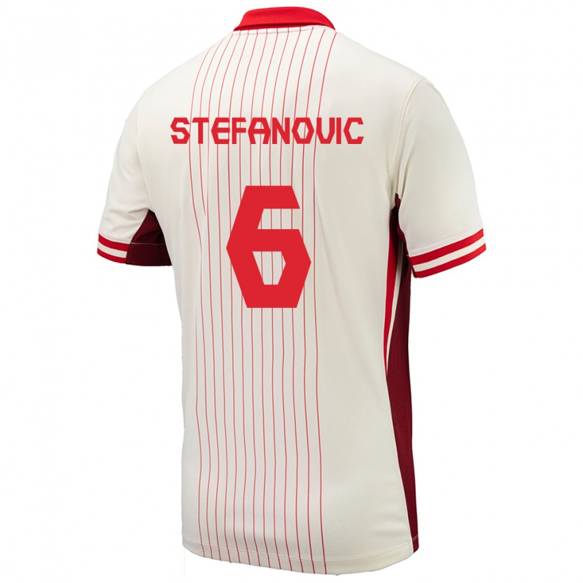 Niño Camiseta Canadá Lazar Stefanovic #6 Blanco 2ª Equipación 24-26 La Camisa