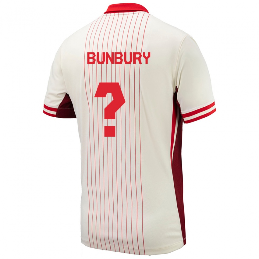 Niño Camiseta Canadá Mataeo Bunbury #0 Blanco 2ª Equipación 24-26 La Camisa