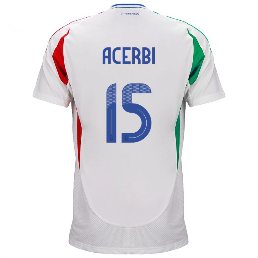 Niño Camiseta Italia Francesco Acerbi #15 Blanco 2ª Equipación 24-26 La Camisa