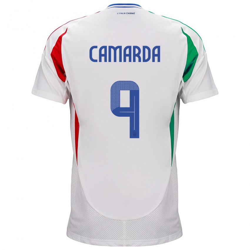 Niño Camiseta Italia Francesco Camarda #9 Blanco 2ª Equipación 24-26 La Camisa