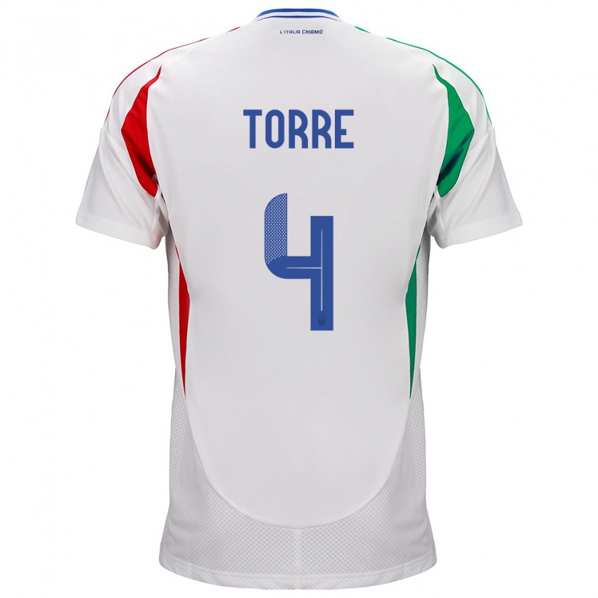 Niño Camiseta Italia Pietro La Torre #4 Blanco 2ª Equipación 24-26 La Camisa