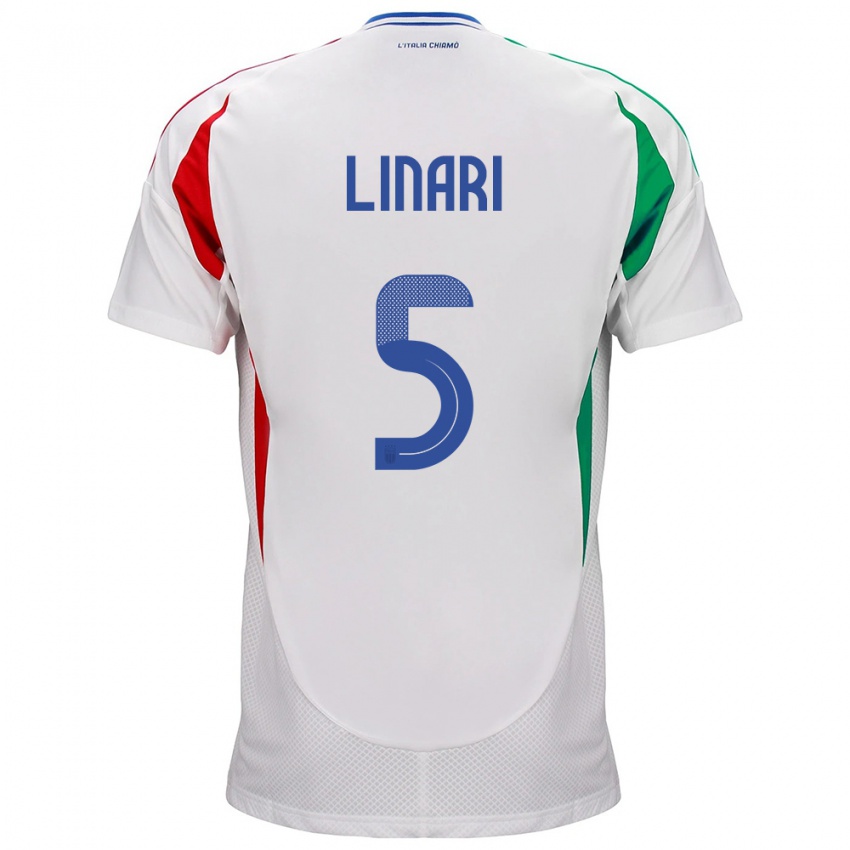 Niño Camiseta Italia Elena Linari #5 Blanco 2ª Equipación 24-26 La Camisa