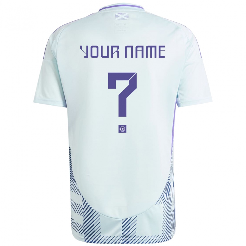 Niño Camiseta Escocia Su Nombre #0 Azul Menta Claro 2ª Equipación 24-26 La Camisa