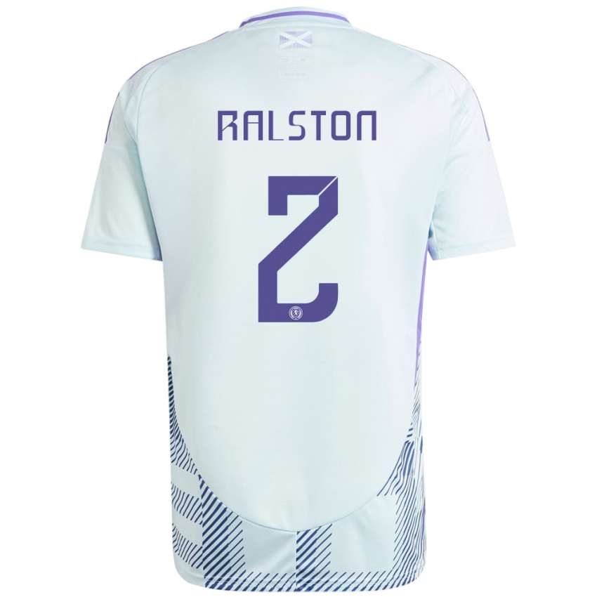 Niño Camiseta Escocia Anthony Ralston #2 Azul Menta Claro 2ª Equipación 24-26 La Camisa