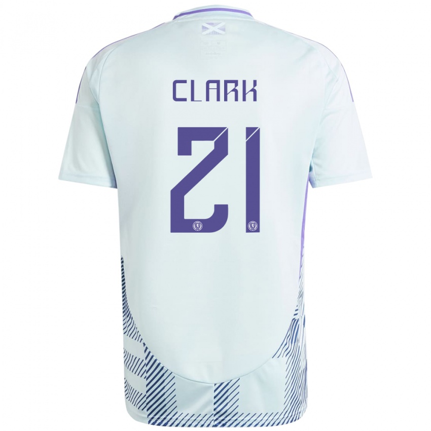 Niño Camiseta Escocia Zander Clark #21 Azul Menta Claro 2ª Equipación 24-26 La Camisa