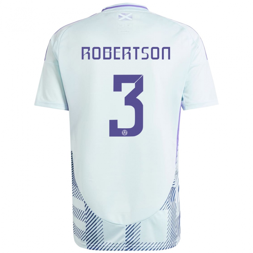 Niño Camiseta Escocia Andrew Robertson #3 Azul Menta Claro 2ª Equipación 24-26 La Camisa