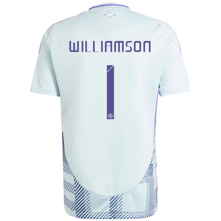 Niño Camiseta Escocia Woody Williamson #1 Azul Menta Claro 2ª Equipación 24-26 La Camisa