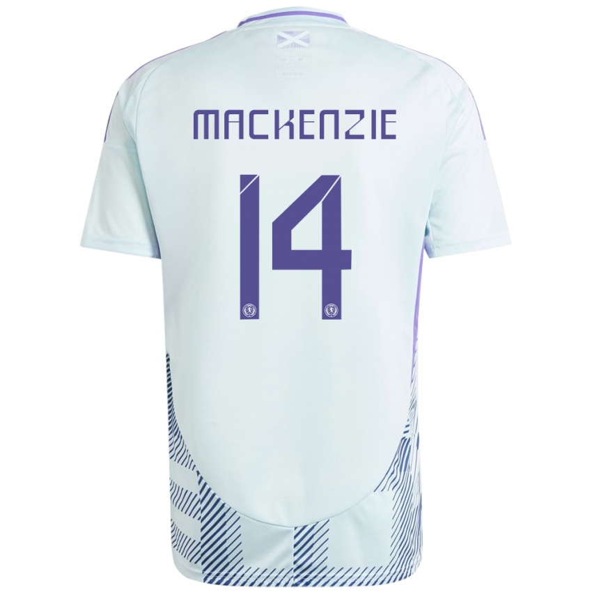 Niño Camiseta Escocia Magnus Mackenzie #14 Azul Menta Claro 2ª Equipación 24-26 La Camisa