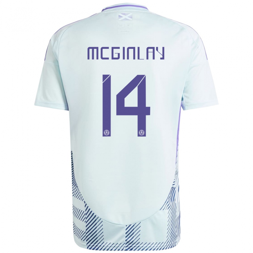 Niño Camiseta Escocia Aiden Mcginlay #14 Azul Menta Claro 2ª Equipación 24-26 La Camisa