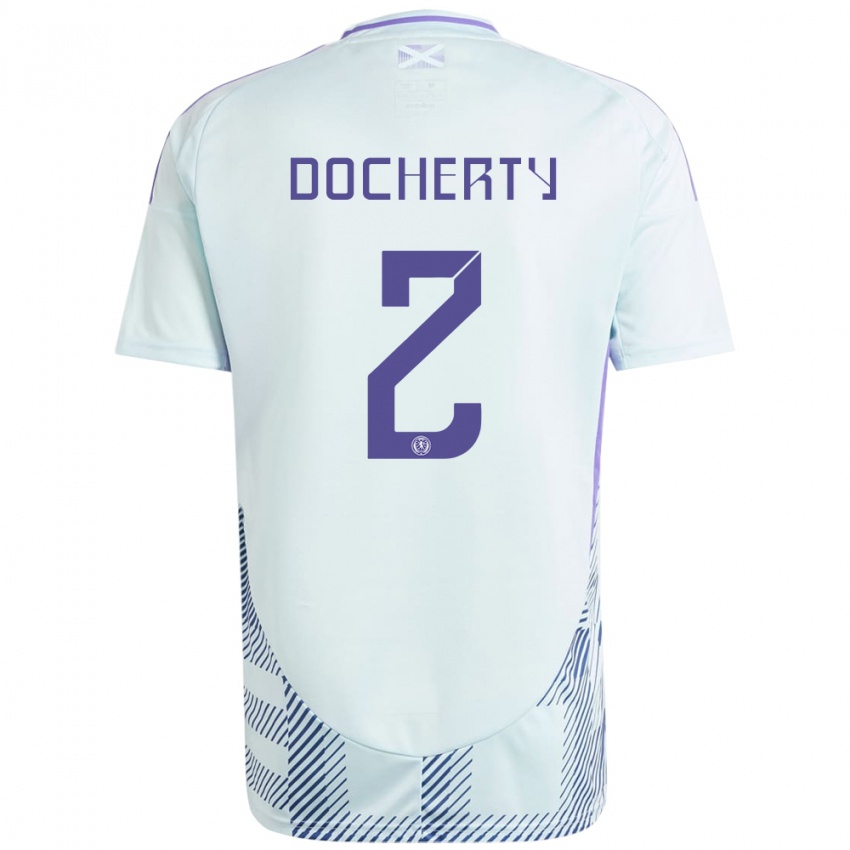 Niño Camiseta Escocia Nicola Docherty #2 Azul Menta Claro 2ª Equipación 24-26 La Camisa