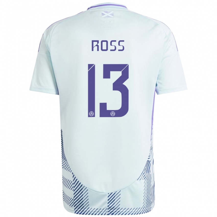 Niño Camiseta Escocia Jane Ross #13 Azul Menta Claro 2ª Equipación 24-26 La Camisa