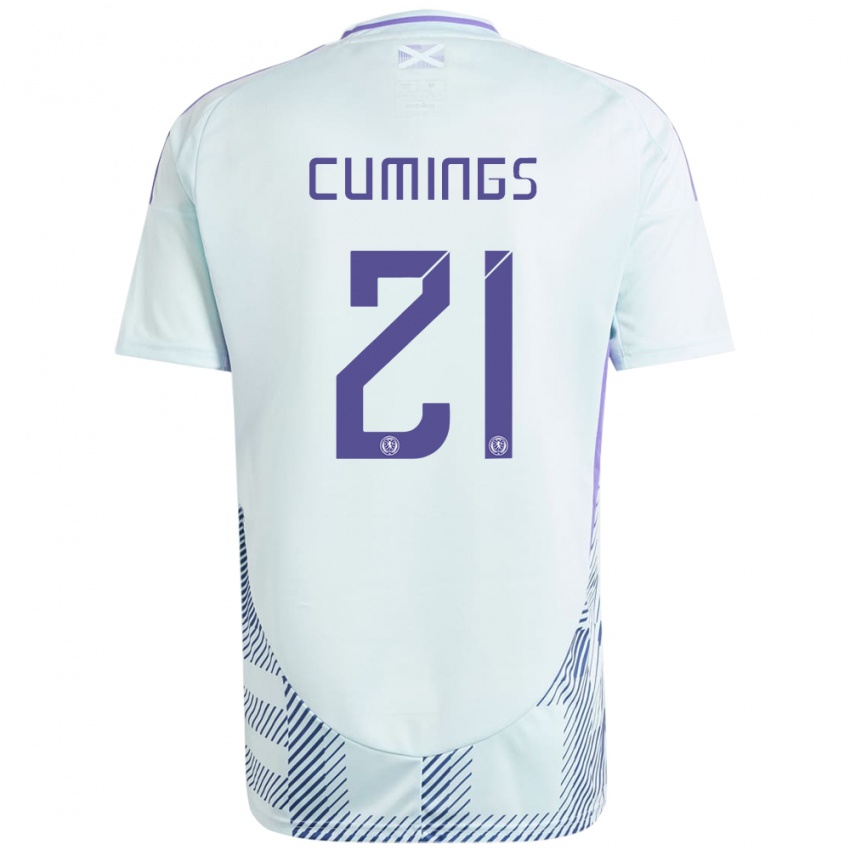 Niño Camiseta Escocia Eartha Cumings #21 Azul Menta Claro 2ª Equipación 24-26 La Camisa