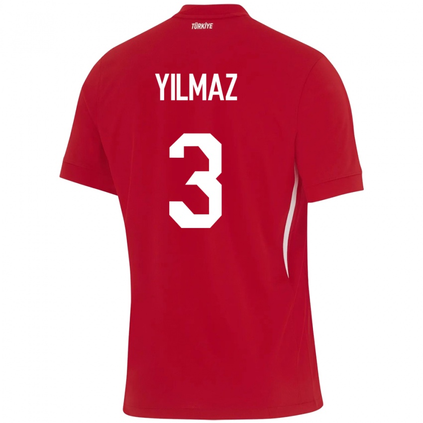 Niño Camiseta Turquía Berkay Yılmaz #3 Rojo 2ª Equipación 24-26 La Camisa