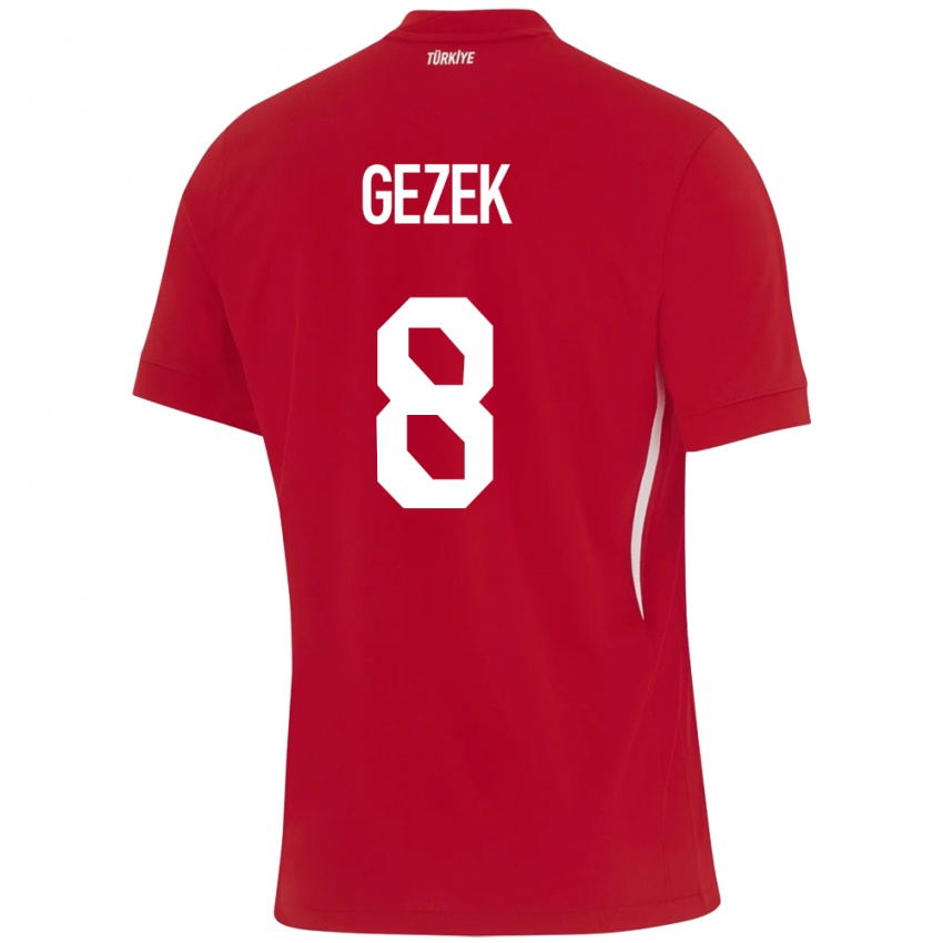 Niño Camiseta Turquía Baran Gezek #8 Rojo 2ª Equipación 24-26 La Camisa