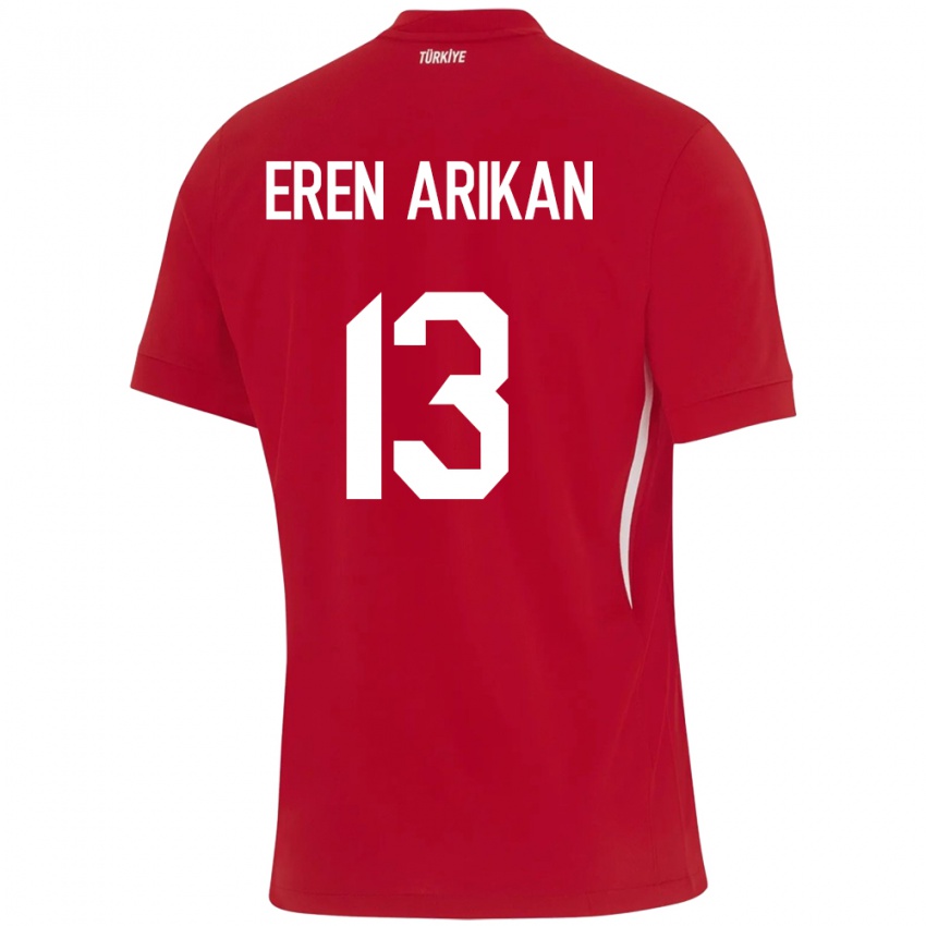 Niño Camiseta Turquía Muhammed Eren Arıkan #13 Rojo 2ª Equipación 24-26 La Camisa