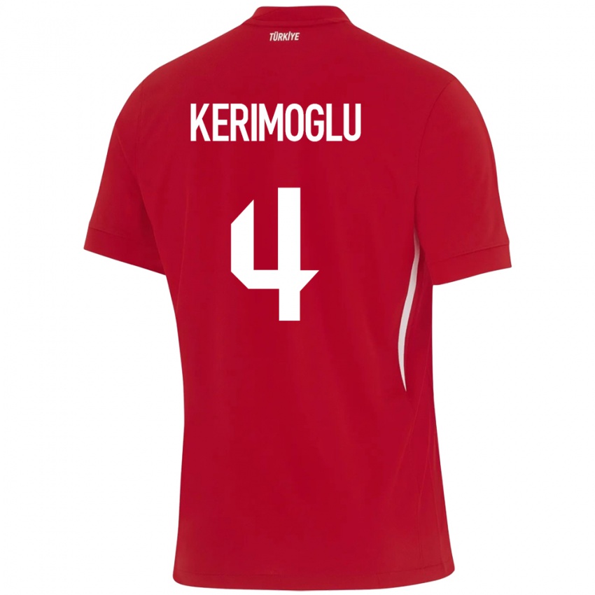 Niño Camiseta Turquía Zeynap Kerimoğlu #4 Rojo 2ª Equipación 24-26 La Camisa