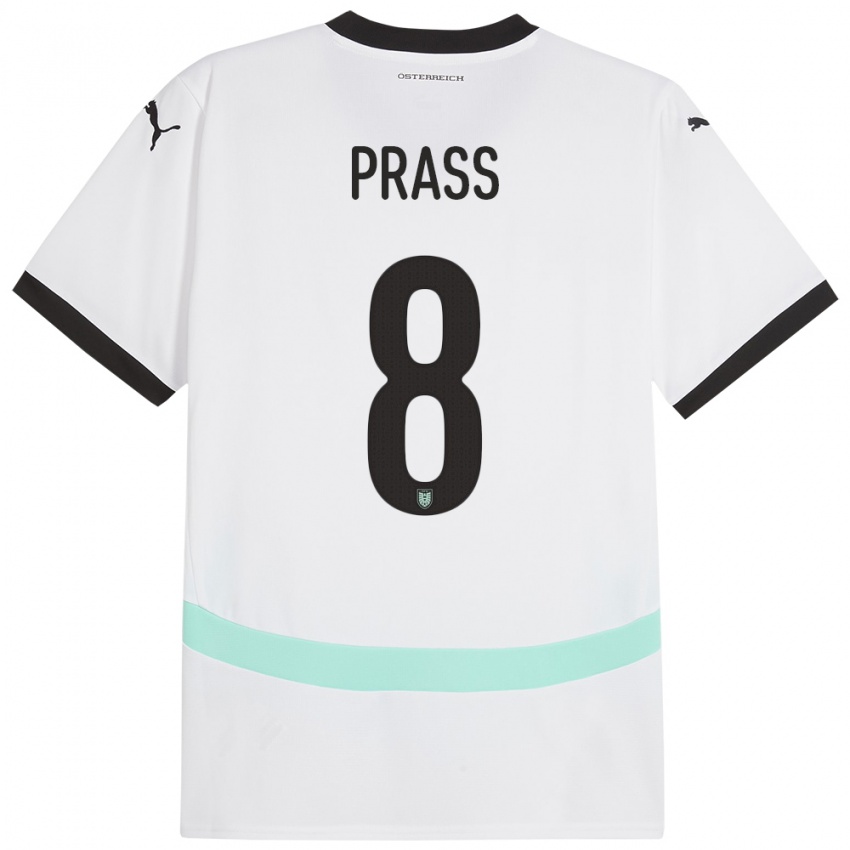 Niño Camiseta Austria Alexander Prass #8 Blanco 2ª Equipación 24-26 La Camisa