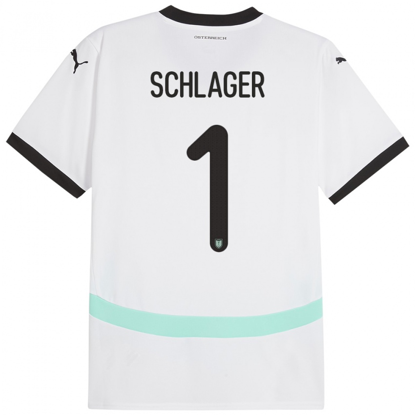 Niño Camiseta Austria Alexander Schlager #1 Blanco 2ª Equipación 24-26 La Camisa