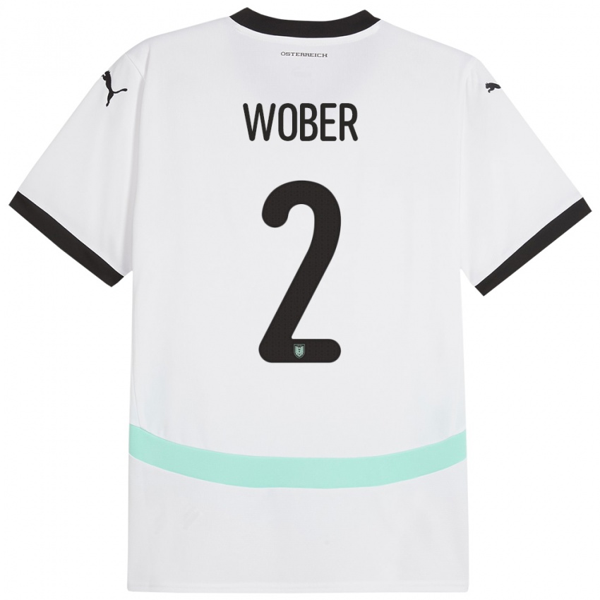 Niño Camiseta Austria Maximilian Wöber #2 Blanco 2ª Equipación 24-26 La Camisa