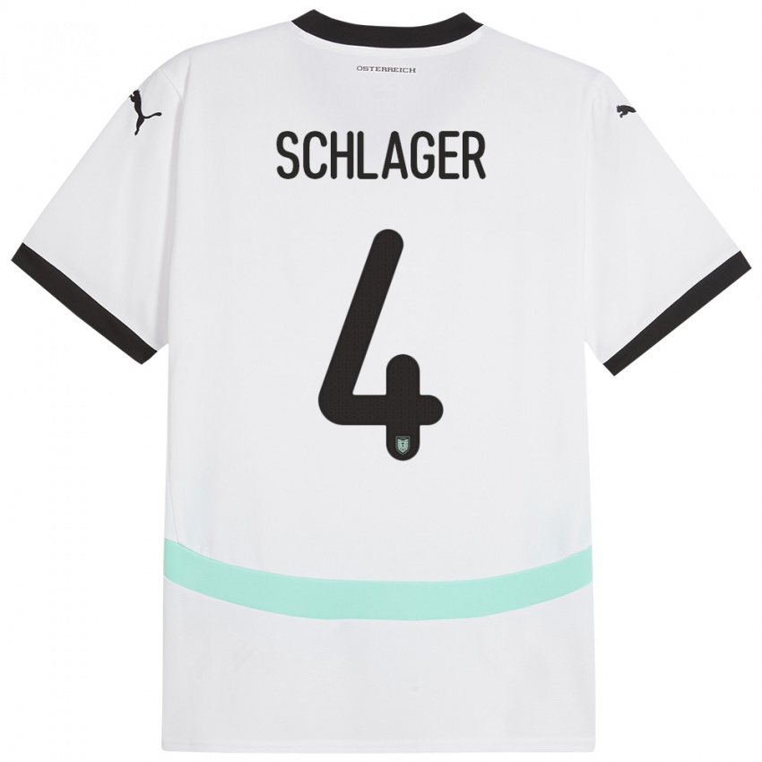 Niño Camiseta Austria Xaver Schlager #4 Blanco 2ª Equipación 24-26 La Camisa