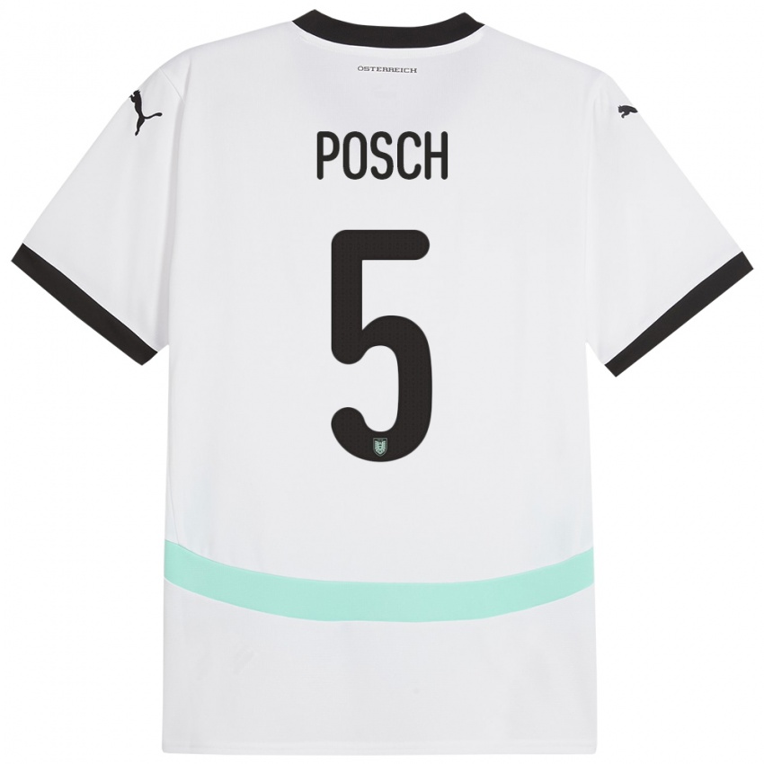 Niño Camiseta Austria Stefan Posch #5 Blanco 2ª Equipación 24-26 La Camisa