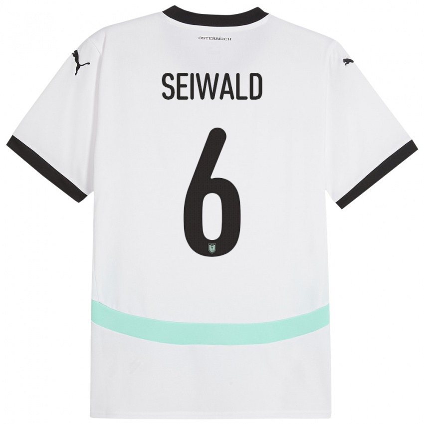 Niño Camiseta Austria Nicolas Seiwald #6 Blanco 2ª Equipación 24-26 La Camisa