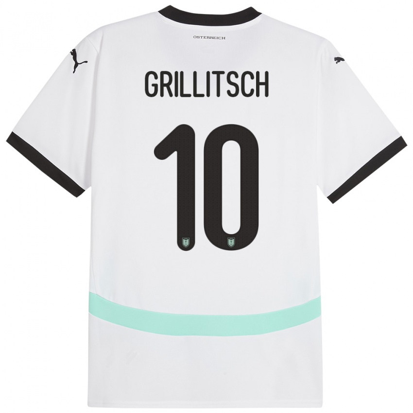 Niño Camiseta Austria Florian Grillitsch #10 Blanco 2ª Equipación 24-26 La Camisa