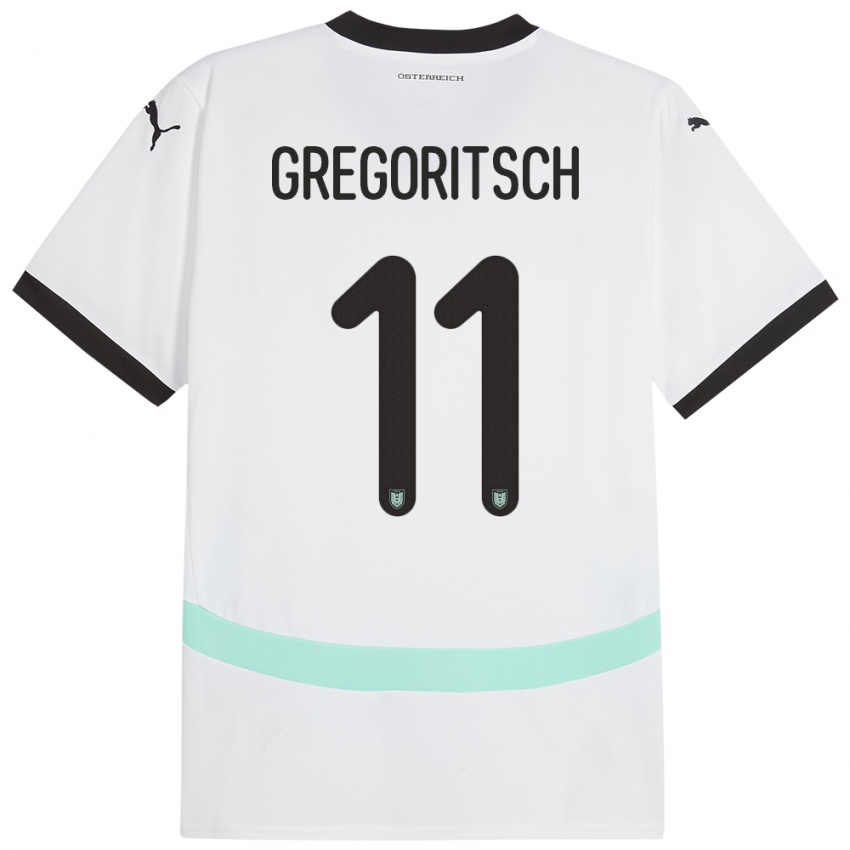 Niño Camiseta Austria Michael Gregoritsch #11 Blanco 2ª Equipación 24-26 La Camisa