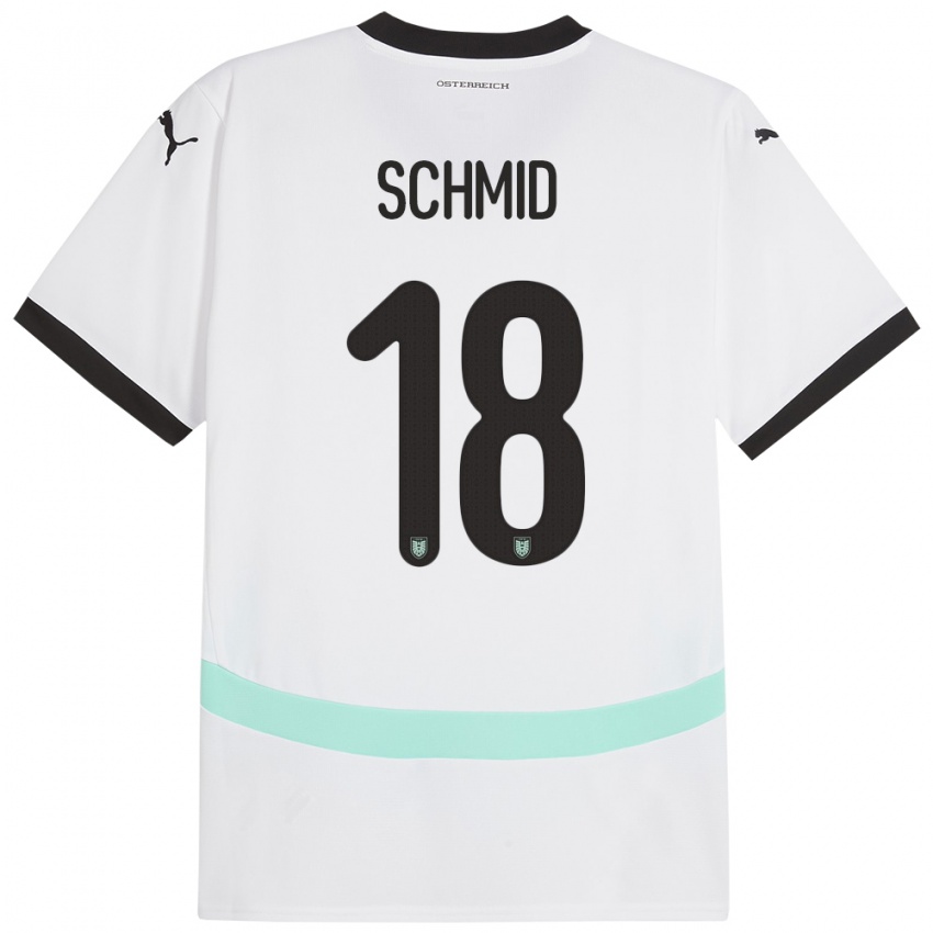 Niño Camiseta Austria Romano Schmid #18 Blanco 2ª Equipación 24-26 La Camisa