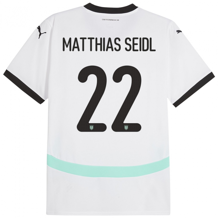 Niño Camiseta Austria Matthias Seidl #22 Blanco 2ª Equipación 24-26 La Camisa