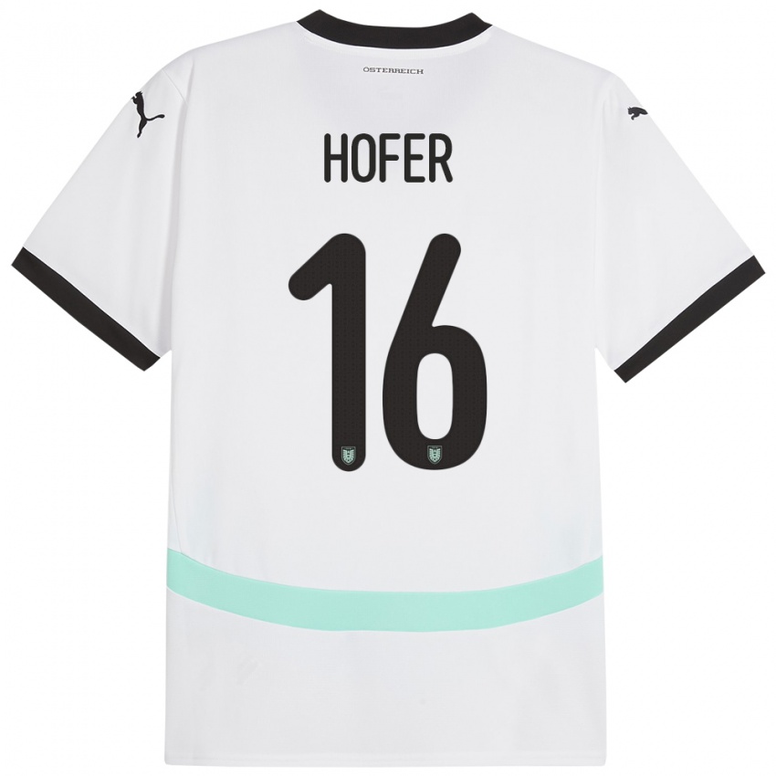 Niño Camiseta Austria Raphael Hofer #16 Blanco 2ª Equipación 24-26 La Camisa