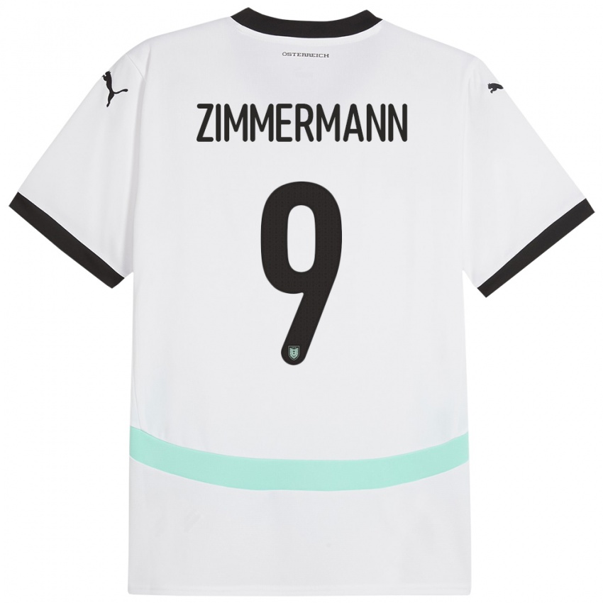 Niño Camiseta Austria Bernhard Zimmermann #9 Blanco 2ª Equipación 24-26 La Camisa