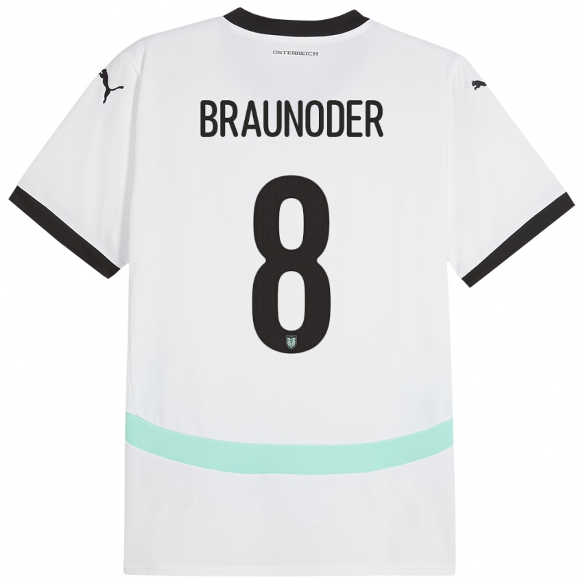 Niño Camiseta Austria Matthias Braunöder #8 Blanco 2ª Equipación 24-26 La Camisa