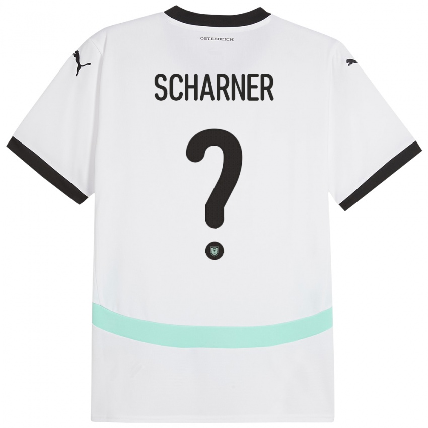 Niño Camiseta Austria Benedict Scharner #0 Blanco 2ª Equipación 24-26 La Camisa