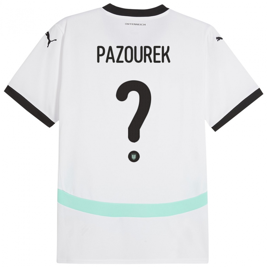 Niño Camiseta Austria Luca Pazourek #0 Blanco 2ª Equipación 24-26 La Camisa