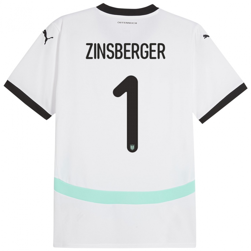 Niño Camiseta Austria Manuela Zinsberger #1 Blanco 2ª Equipación 24-26 La Camisa