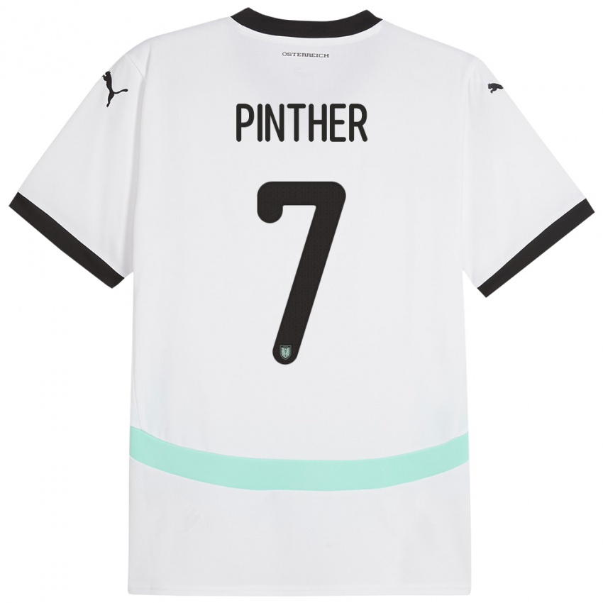 Niño Camiseta Austria Viktoria Pinther #7 Blanco 2ª Equipación 24-26 La Camisa