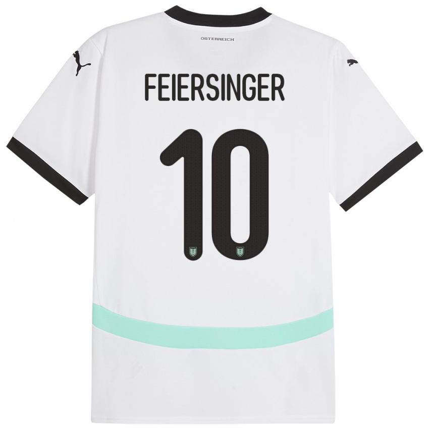 Niño Camiseta Austria Laura Feiersinger #10 Blanco 2ª Equipación 24-26 La Camisa