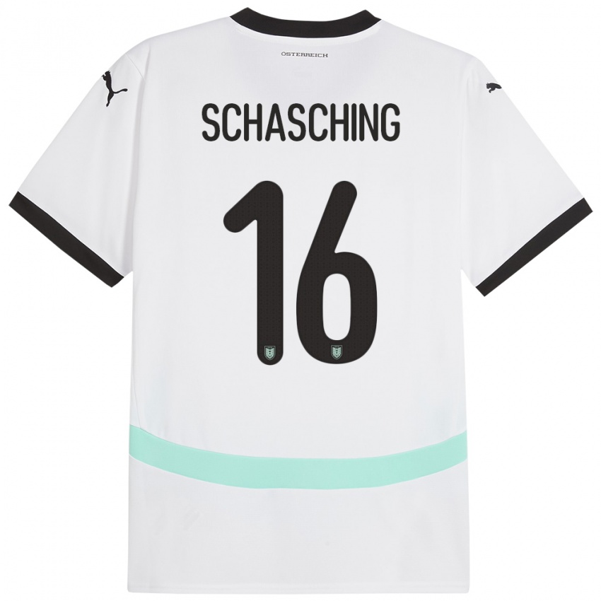 Niño Camiseta Austria Annabel Schasching #16 Blanco 2ª Equipación 24-26 La Camisa
