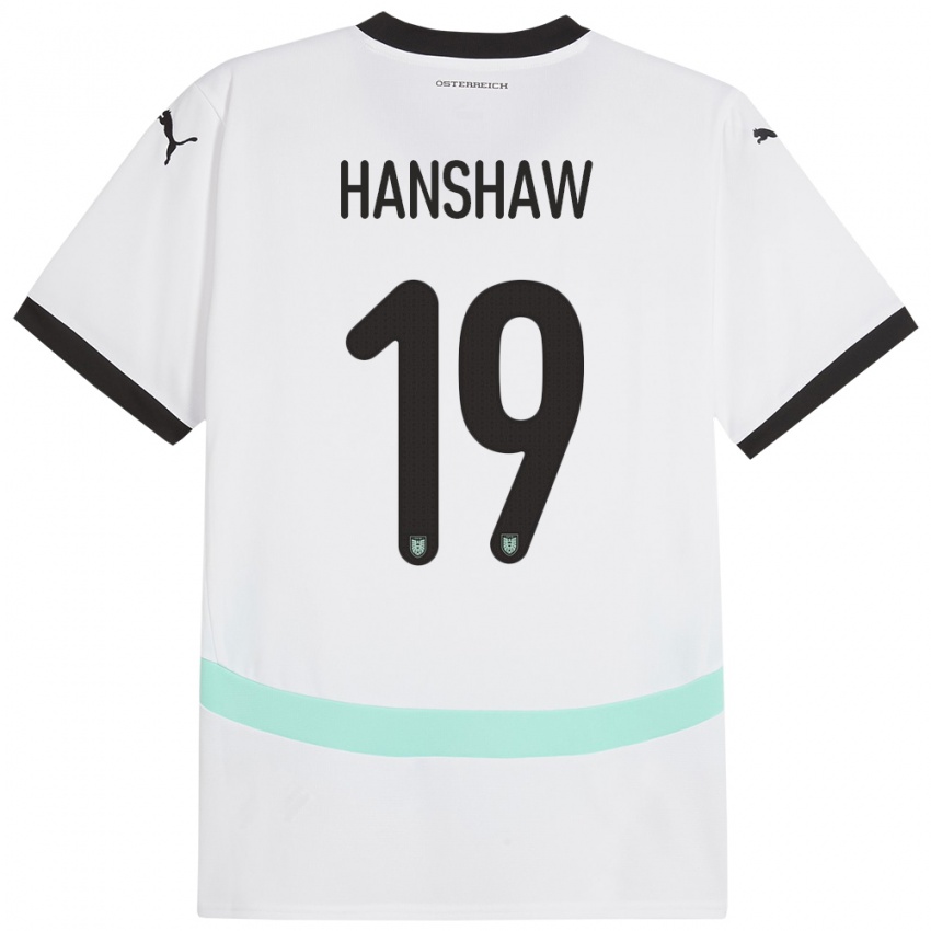 Niño Camiseta Austria Verena Hanshaw #19 Blanco 2ª Equipación 24-26 La Camisa