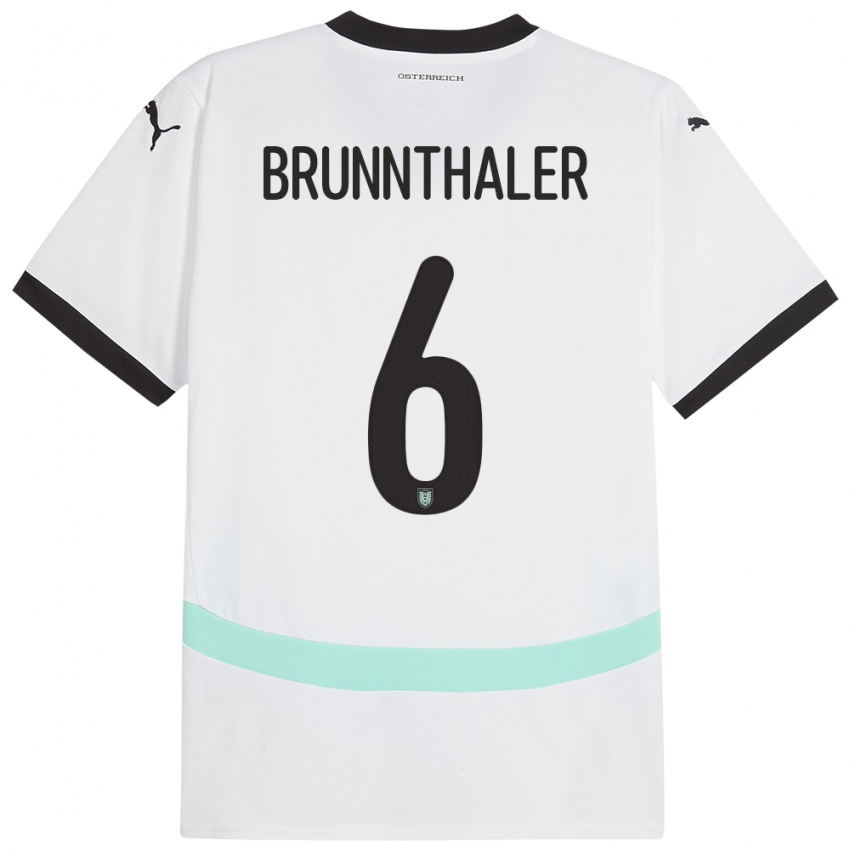 Niño Camiseta Austria Melanie Brunnthaler #6 Blanco 2ª Equipación 24-26 La Camisa