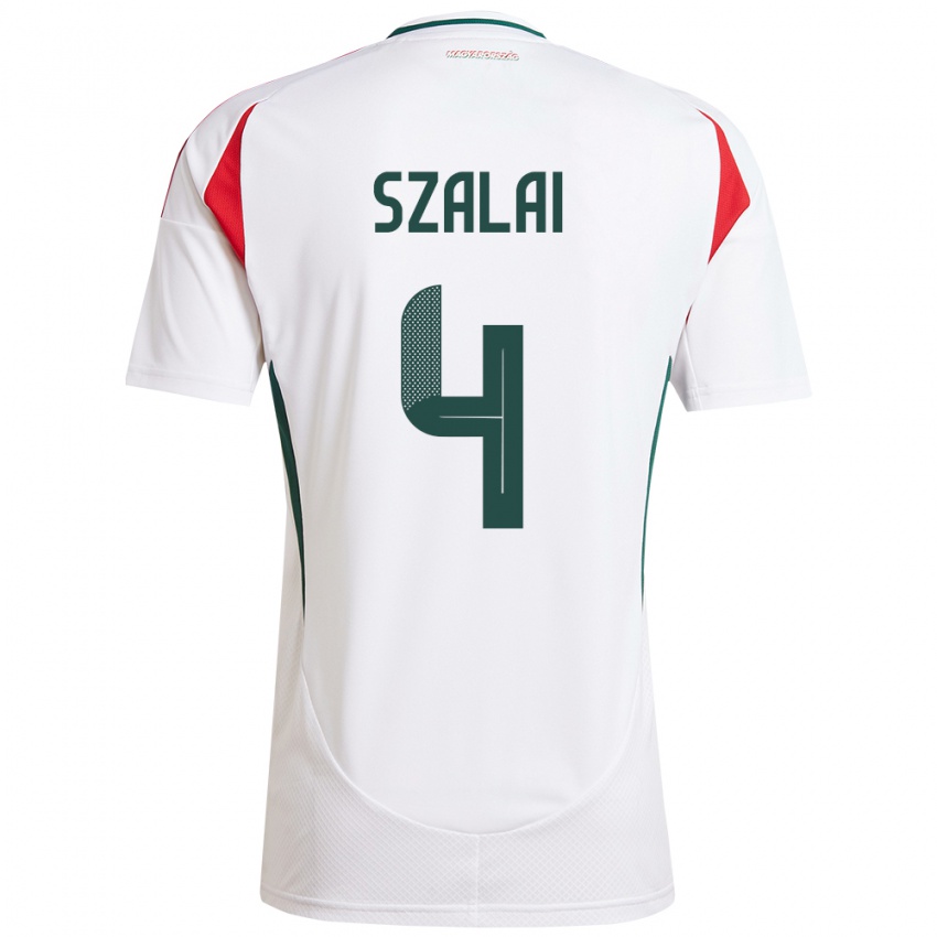 Niño Camiseta Hungría Attila Szalai #4 Blanco 2ª Equipación 24-26 La Camisa