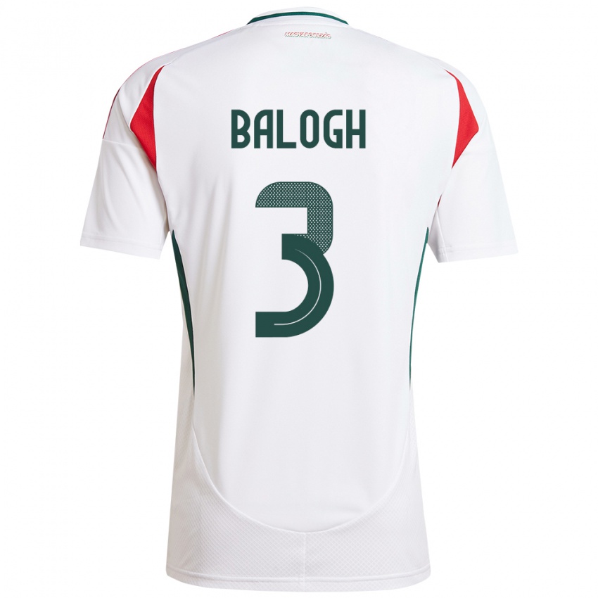 Niño Camiseta Hungría Botond Balogh #3 Blanco 2ª Equipación 24-26 La Camisa